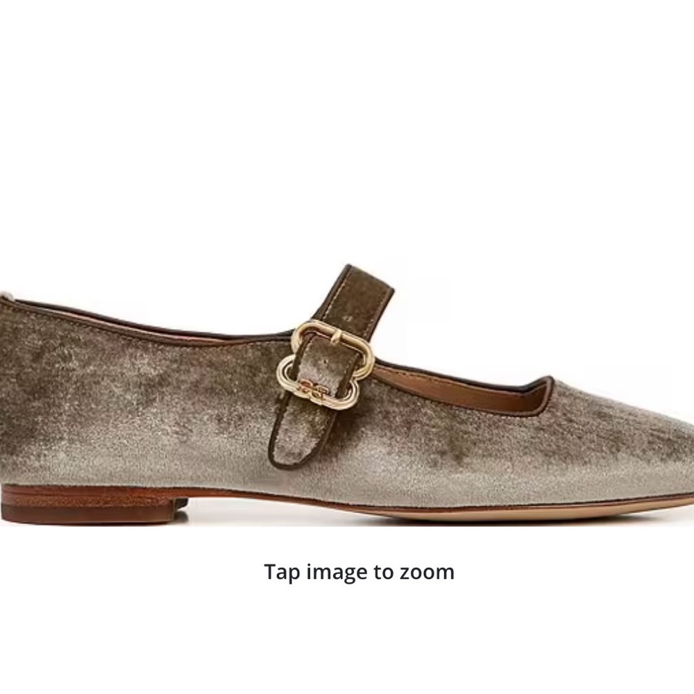 Sam Edelman Olive Velvet Flats with Gold Accent - Picture 5 of 8